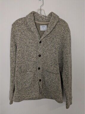 Old Navy Men's Oatmeal Heather Fleece Button Front Shawl Cardigan Size Large